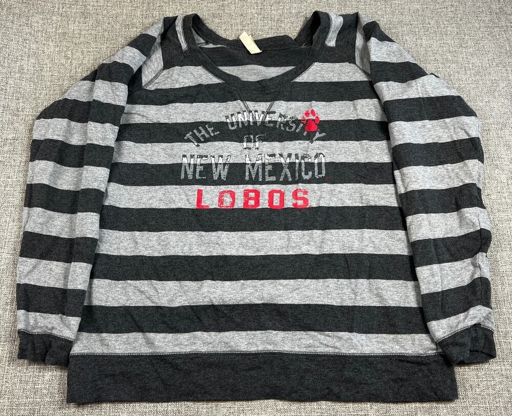 UNM Lobos Striped Distressed Sweatshirt Women’s XL